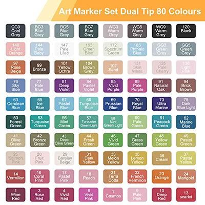 Caliart 80 Colors Dual Tip Permanent Art Markers