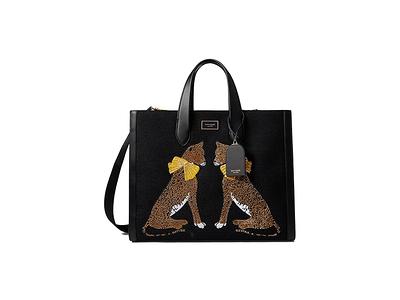 Kate Spade New York Manhattan Lady Leopard Embroidered Fabric Black Multi, Tote