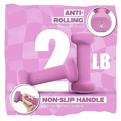 Valeo 2-Pound Pair Non-Slip Neoprene Pink Hand Weights For Fitness  Training, Dumbbell Set Includes Exercise Chart