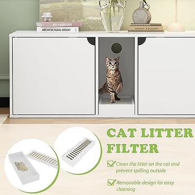 MOOLIVE Cat Litter Box Enclosure, 47.2 Double Hidden Litter Box Furniture  Cabinet with 4 Doors and Divider, Large Cat Washroom for 2 Cats, White -  Yahoo Shopping