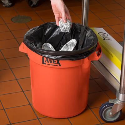 Lavex 32 Gallon Orange Round High Visibility Commercial Trash Can