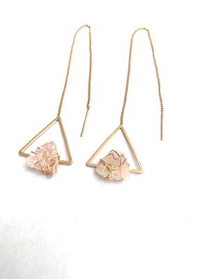 Rose Cut Stone Drop Earrings, Aureus + Argent