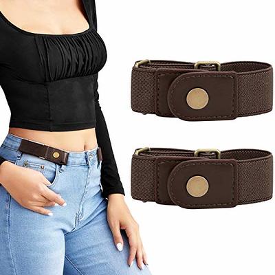 LEACOOLKEY No Buckle Stretch Belt for Women/Men—2 Pack Elastic Invisible  Belt for Jeans (C-coffe+coffe, Fits 2 loop size 4-6) - Yahoo Shopping