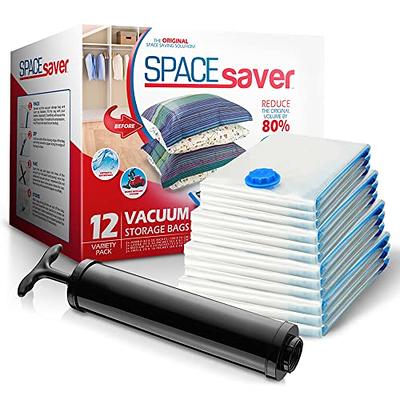 Spacesaver Variety 12pk - Space Saver Vacuum Storage Bags Save 80% Clothes  Storage Space - Vacuum Seal Bags for Clothing, Comforters, Bedding -  Compression Seal for Closet Storage - Pump for Travel - Yahoo Shopping