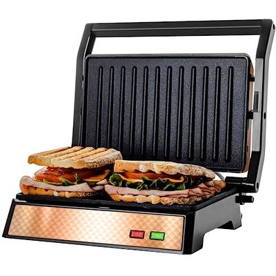 Aigostar Panini Press Grill, Sandwich Maker With Non-Stick Plates, Opens  180 Degrees For Any Size, Indicator Lights, Electric Indoor Gril