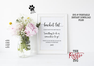 Download Bucket List Sign Custom Wedding Printable Bridal Shower List Svg Files Svg Jpg Silhouette Cricut 005 Yahoo Shopping