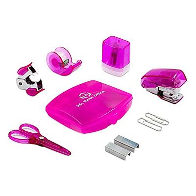 14PCS Pink Office Supplies, Pink Desk Accessories, Stapler & Tape Dispenser  Kit for Women with Stapler, Tape Dispenser, Staple Remover, Staples