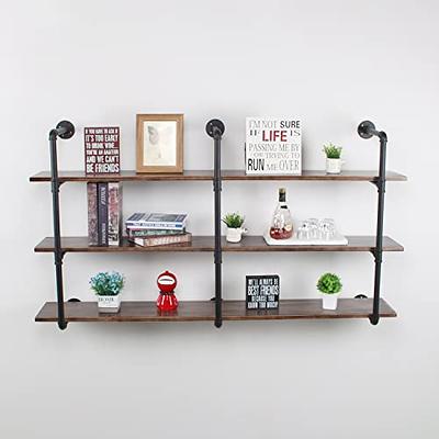 Black/Rustic 3-Tier Industrial Wall Shelf