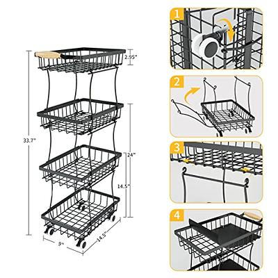 Mchoter Fruit Vegetable Storage Basket for Kitchen - 4 Tier Slim Stackable  Metal Wire Basket Cart with Rolling Wheels Utility Rack Onions Potatoes  Organizer Bins for Kitchen Pantry Black - Yahoo Shopping