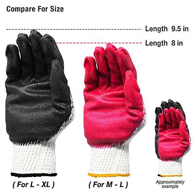 EvridWear 12 Pairs Red Latex Rubber Coated Safety Work Gloves Men Women  Construction Warehouse Gardening (M) 