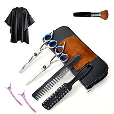 11 Pcs Hair Cutting Scissors Kit, Professional Hairdressing Scissors Kit  with Stainless Steel Thinning Scissors, Comb, Cape and Clips, Hair Cutting Shears  Set for Baber, Salon and Home 