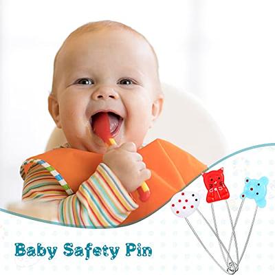 100 Pcs Diaper Pins, 2.2in Diaper Pins for Cloth Diapers Heavy Duty,  Stainless Steel Baby Safety Pins, Plastic Head Baby Pins with Safe Locking