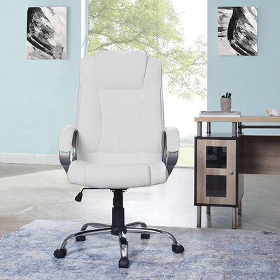 HOMESTOCK Gray High Back Executive Premium Faux Leather Office