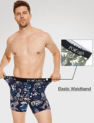 POKARLA Mens Stretch Boxer Briefs Soft Cotton Open Fly Underwear