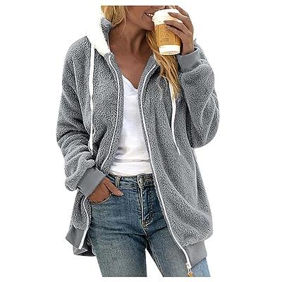 AMXYFBK Womens Winter Fuzzy Fleece Jacket Hooded Solid Color Warm Cardigan  Coats Oversized Fluffy Sherpa Outerwear With Pockets - Yahoo Shopping