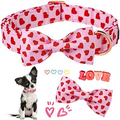 ARING PET Valentine's Day Dog Collar-Adorable Pink Heart Girl Dog