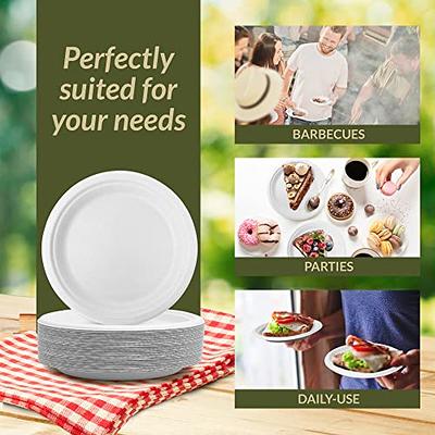 Paper Plates 7 Inch [150 Count] White Heavy-Duty - Microwavable