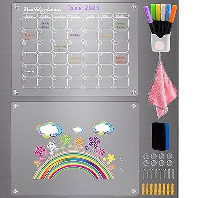  2PCS Magnetic Acrylic Monthly and Weekly Calendar for