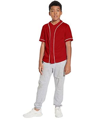 Buy BAICAIYU Kids Baseball Jersey Solid Button Down Shirts Sports Uniform  for Boy Gril Softball, White, 6 Years at