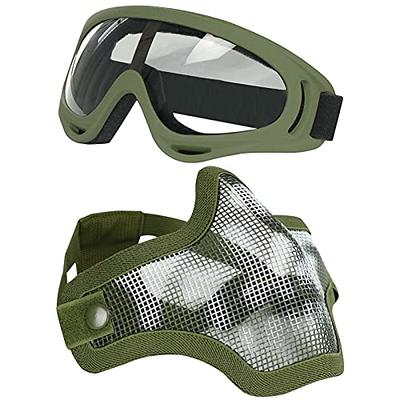 AOUTACC Airsoft Half Face Mask Steel Mesh and Goggles Set, Skull Tactical  Masks Protection Gear for Paintball BBS CS Nerf Game Cosplay Halloween  Costume Accessories (ArmyGreen Skull) - Yahoo Shopping