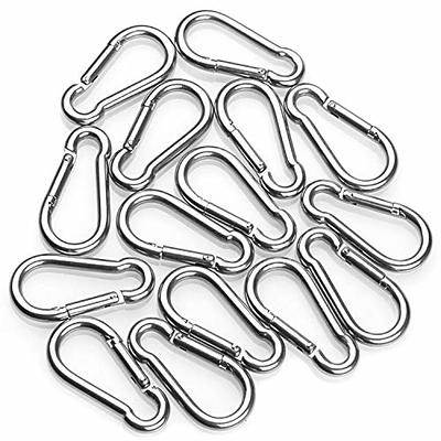 ASelected 15 Pack Spring Snap Hook Carabiner Stainless Steel 304 Screw Lock  Silver Quick Link Clip