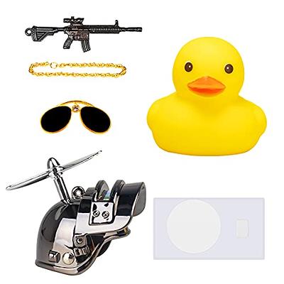 wonuu Rubber Duck Toy Car Ornaments Yellow Duck Car Dashboard Decorations  Cool Glasses Duck with Propeller Helmet