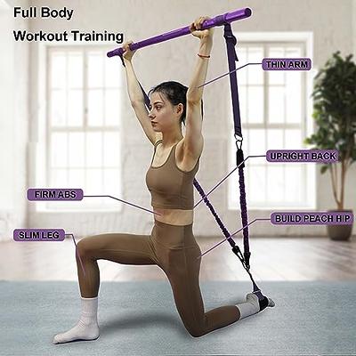 Portable Pilates Bar Kit With Resistance Band For Exercise With Foot Loop  For Total Body Workout, Yoga, Pilates And Strength Training Exercise 