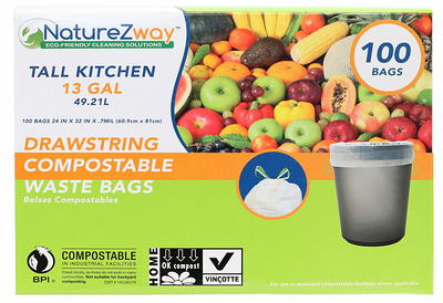 10 Gallon Garbage Bags, Drawstring: White, 1.2 Mil, 24.4 x 28