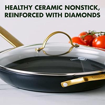 Reserve Ceramic Nonstick 12 Frypan with Lid and Helper Handle | Black with  Gold-Tone Handles