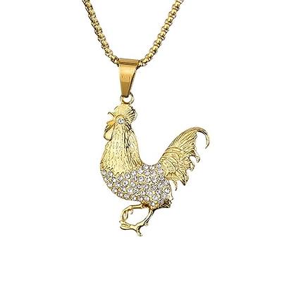 Golden Steel rooster pendant / Rooster pendant / Rooster 