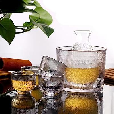 Glass Sake Set with Warmer, Japanese Whisky Bottle & Cups