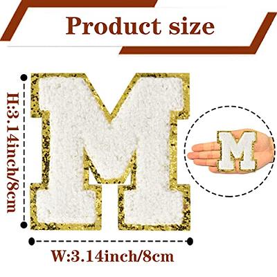 Varsity Letter Patches White Iron on Letters for Clothing Chenille Letter  Patches for Backpacks Large Iron on Embroidery Letters (6Pieces/3.14inch
