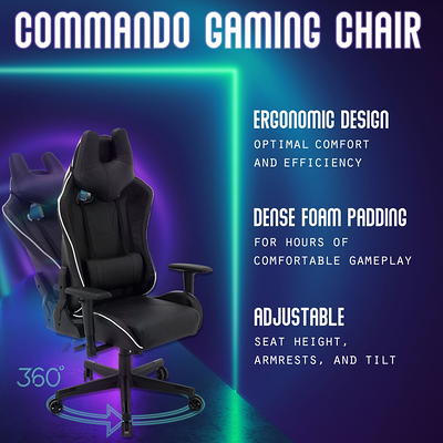 Gamer Gear Gaming Office Chair with Extendable Leg Rest, Black Fabric  Upholstery