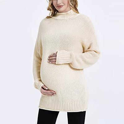 MOMOOD Maternity Turtleneck Sweater Long Sleeve Loose Knitted