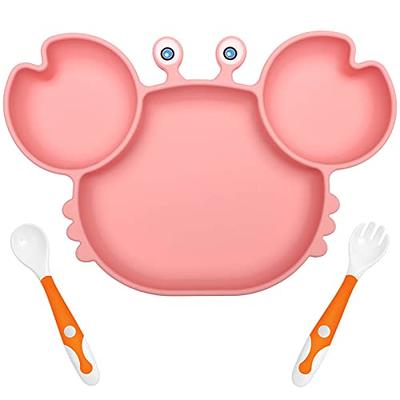 Baby Feeding Set, Silicone Baby-Led Weaning Supplies, Baby Suction Plates  and Bowls, Self-Eating Toddler Plates Set, 5pcs Set Plates Bowls Bibs Spoon  Fork (Pink) - Yahoo Shopping