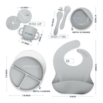Roeko Baby Feeding Set with Lid - Baby Led Weaning Supplies - Suction  Plates for Baby - Sippy Cup with Straw - Silicone Bibs for Babies - 6 Month  Old Baby Essentials 