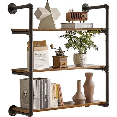 Nathan James Benji Floating Wall Book Shelves, 3-Tier Display Shelf, Decorative Modular Shelf in Solid Wood - Dark Brown