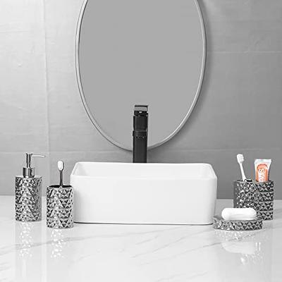 CERBIOR Bathroom Accessories Set Bath Ensemble Includes Soap Dispenser,  Toothbrush Holder, Tumbler, Soap Dish for Decorative Countertop and  Housewarming Gift (Grey) 