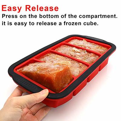 Silicone Freezing Tray with Lid,Soup Cube Tray,Silicone Freezer  Container,Freeze & Store Soup, Broth, Sauce - pink