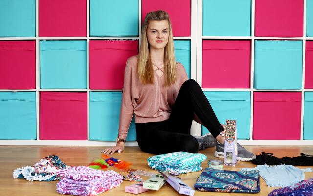 Katie Mortimer is now 16 and spends up to three hours a day ordering wholesale items from China and processing packages to send out to customers - Clara Molden