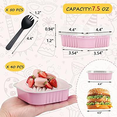 50Pcs Mini Cake Pans with Lids and Spoons Aluminum Foil Baking Pans Mini  Bread Containers Muffin Tins Loaf Pans Kitchen Tools