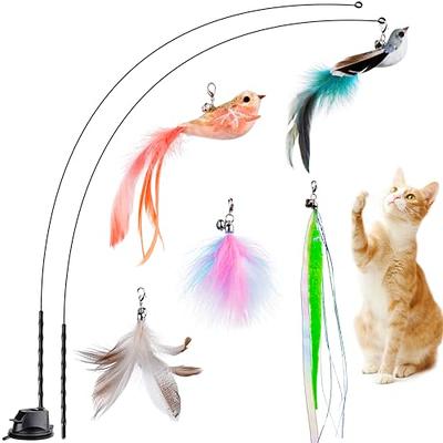 2Pcs Indoor Cat Teasing Wand Cat String Stick Interesting Cat String Toy Cat  Fishing Pole Toy 