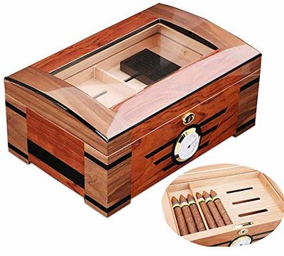 Cigar Humidor, Jansfuren Glass Top Cedar Cigar Box with Front Digital  Hygrometer, Humidifier Gel & Divider, Desktop Humidor Case Hold 25-50 Cigars  - Yahoo Shopping