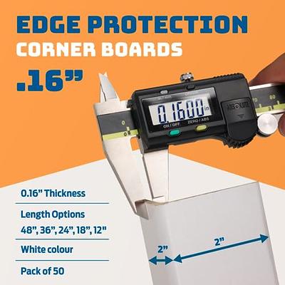 Cardboard Edge Protectors 24'' X 2'' X 2'' Pack of 100 cardboard protectors  for pallets, White V-Board Reinforced Edges/Corners for Shipping, Corner