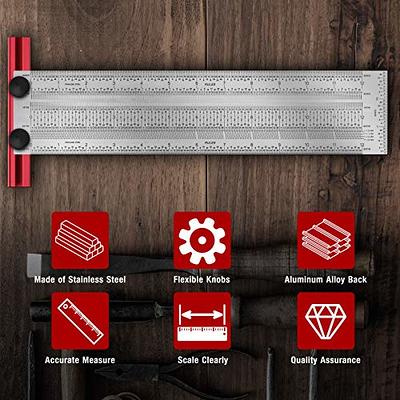 POWERTEC 80025 12-Inch Precision Marking T-Rule, Stainless Steel Marking & Measuring Tool