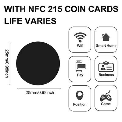 50 PCS NFC Tags NTAG215 NFC Round Cards, 25mm (1 inch) 504 Bytes Memory  Blank PVC Coin NFC Cards, Compatible with TagMo Amiibo and All NFC Enabled