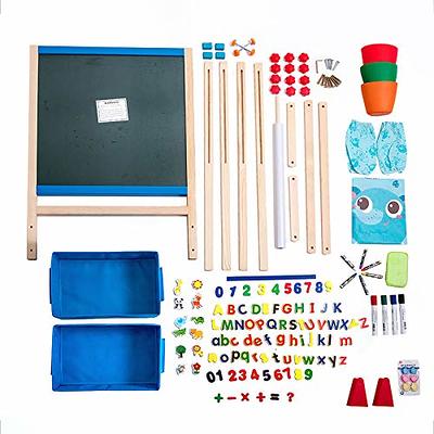 Tomons Art Easel for Kids, Adjustable Wooden Kid's Art Easel with Dry-Erase  Board, Chalkboard, Paper Roll and Accessories