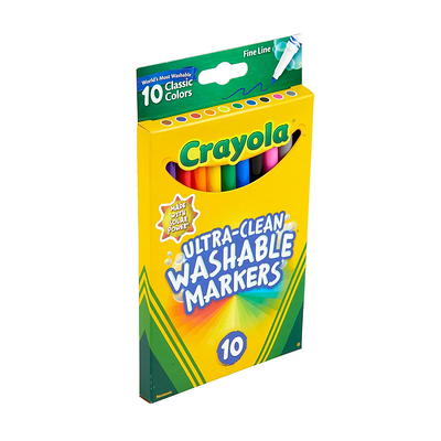 Crayola Ultra Clean Classic Fine Line Washable Markers, Back to School  Supplies, 10 Ct, Child 