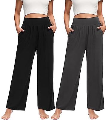 Gilbin Womens Fold-Over Waistband Stretchy Cotton Blend Yoga Pants With A  Wide Flare Leg 2 Pack, Small - Yahoo Shopping