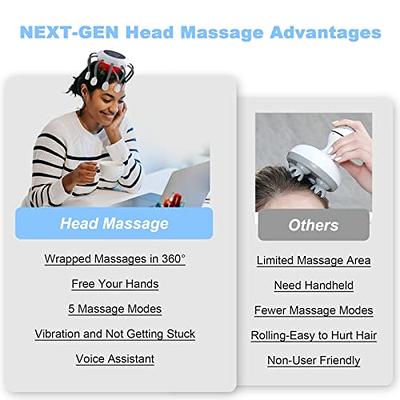 Electric Head Scalp Massager with 12 Vibration Contacts, 3 Modes, Wireless  Portable Head Vibration Machine for Stress